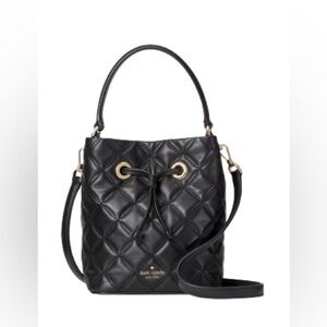Kate spade Natalia small quilted black leather bucket bag crossbody